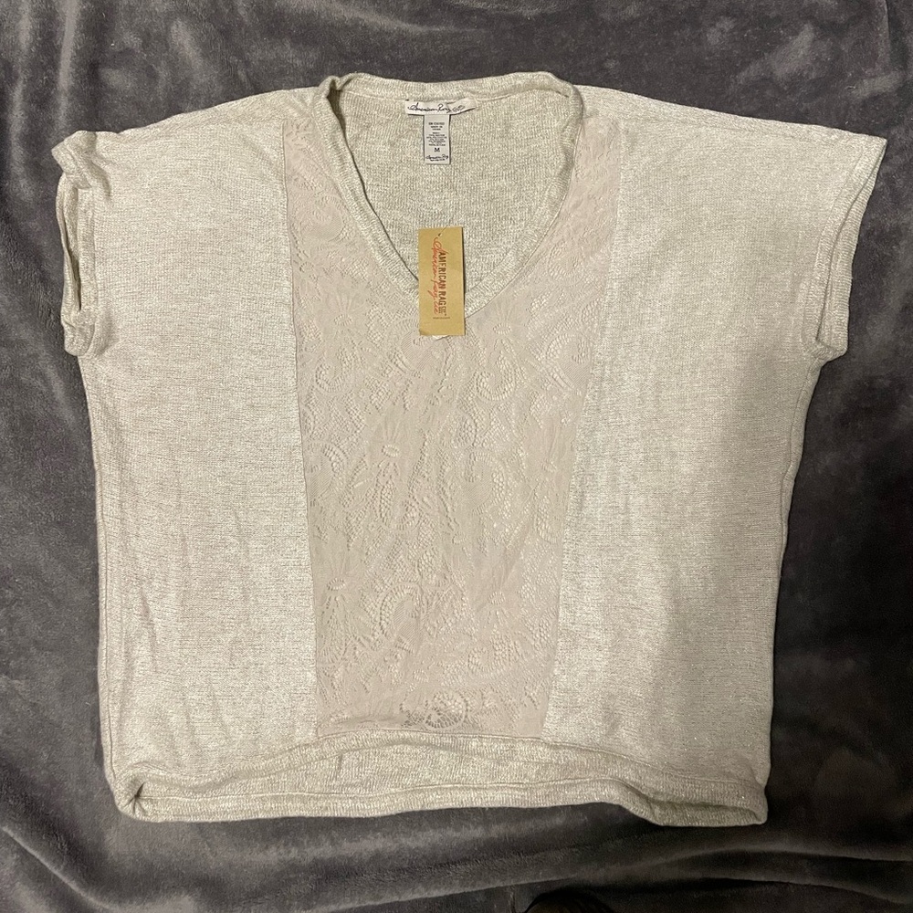 American Rag V-Neck Cap Sleeve Lightweight Sweater crop top